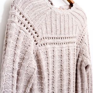 Unbranded Crochet Knit Women's Oatmeal Sweater with Feminine Detail